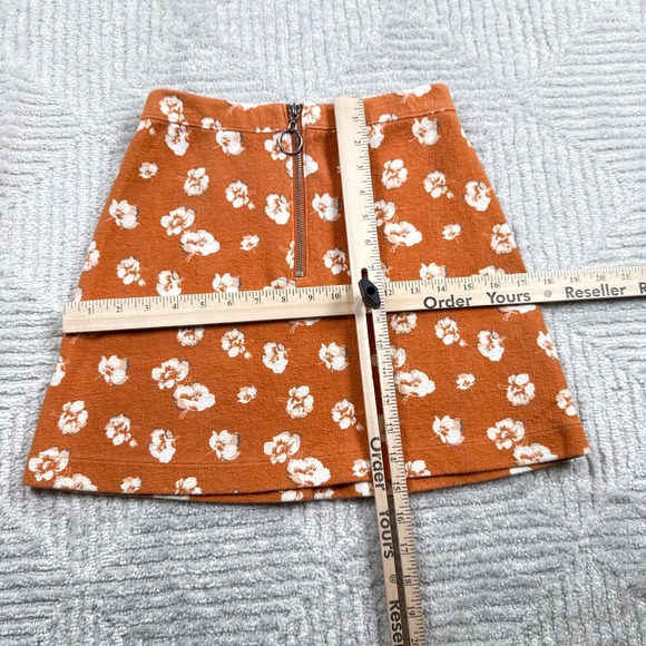 Abercrombie & Fitch Floral Mini Skirt Women's XS Orange Boho Mod Cottagecore 60s - Picture 7 of 10